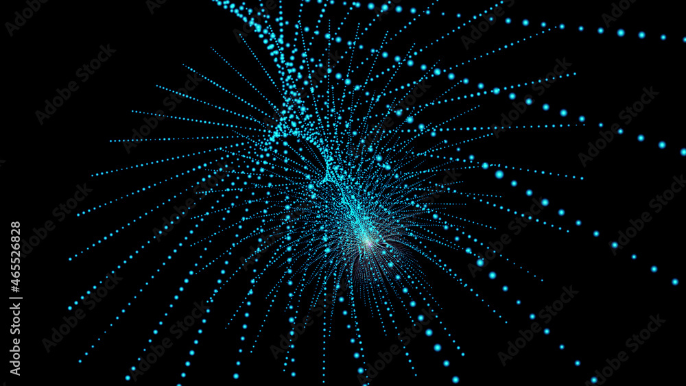 Aufkleber beautiful glowing shape concept. background with twisted strings of particles 8k. 3d rendering