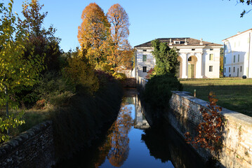 Fototapeta na wymiar Ancient Venetian house in autumn, Veneto, Italy