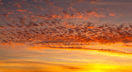 Colorful cloudy sky at sunset.