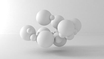 Flying abstract cluster ofspheres on a white background. 3d