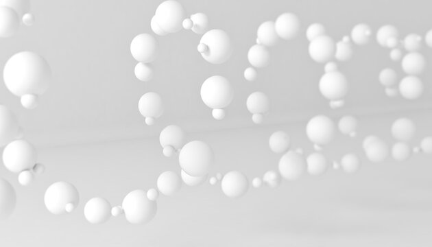 Spiral made of small white spheres. 3D render © Jezper