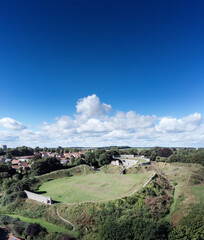 Fototapeta na wymiar from above landscape image in the village of Castle Acre