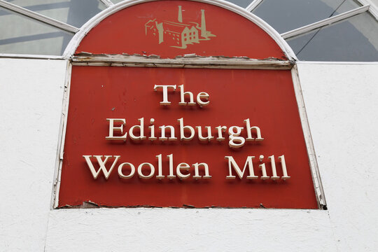 Oswestry, Shropshire,  England, UK. 7 July 2017. Edinburgh Woollen Mill sign