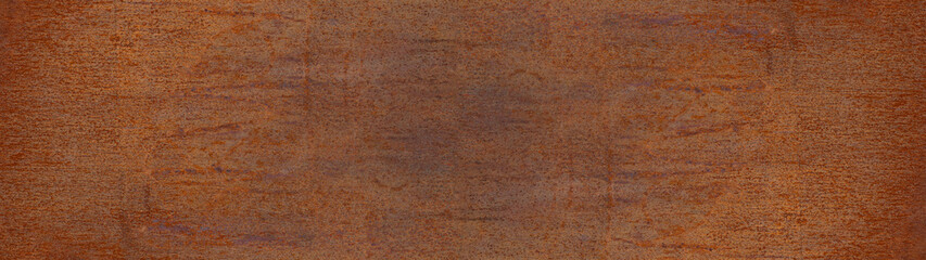 Grunge rusty orange brown metal corten steel stone background texture banner panorama pattern.