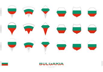 Collection of the Bulgaria flag in different shapes and with three different effects.