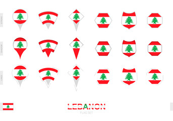 Collection of the Lebanon flag in different shapes and with three different effects.