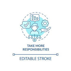 Take more responsibility blue concept icon. Personal trait for employee. Career advancement abstract idea thin line illustration. Vector isolated outline color drawing. Editable stroke