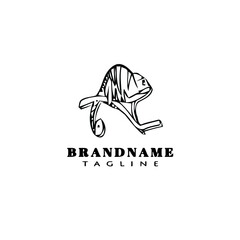 chameleon logo cartoon design template icon black isolated vector illustration