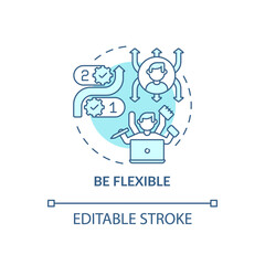 Be flexible blue concept icon. Productive work in office. Manager success. Career advancement abstract idea thin line illustration. Vector isolated outline color drawing. Editable stroke