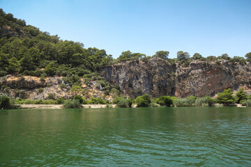 Rocky banks of a mountain river