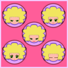 GIRL BLOND CURLY HAIR WITH NEGATIVE  FACIAL EXPRESSIONS