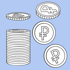Coin graphic elements white with outline
