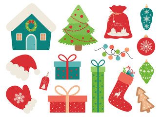 Christmas vector illustration. New Year elements