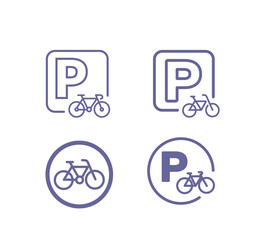 Bike parking vector sign. Signboard. Bicycle symbol.