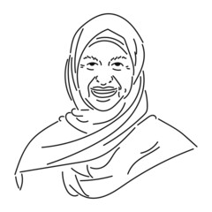 old woman in veil line art