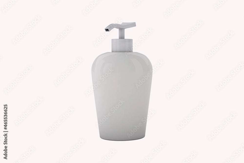 Poster empty blank liquid soap container mock up isolated on a grey background. cosmetic container, sanitiz