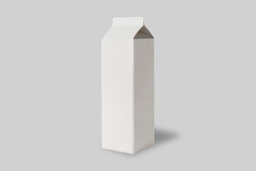 Paper juice or dairy milk box Mock up isolated on a gray background. Zero waste concept. 3d rendering.
