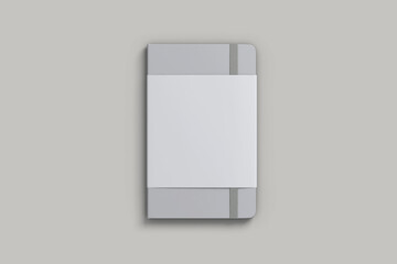 Empty blank white notepad with spiral mock up isolated on a grey background. Sketch book mock up. 3d rendering.