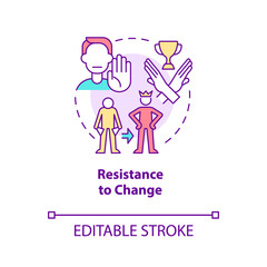 Resistance to change concept icon. Unwillingness to transform life abstract idea thin line illustration. Happiness mindset obstacle. Vector isolated outline color drawing. Editable stroke