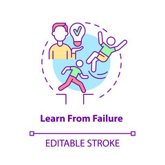 Learn from failure concept icon. Happiness mindset abstract idea thin line illustration. Mistakes and setbacks as motivation to self development. Vector isolated outline color drawing. Editable stroke