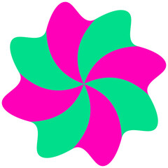 Flower like rounded star meringue piped twisted abstract shape in pink and green.  Seamless interlocking SVG file
