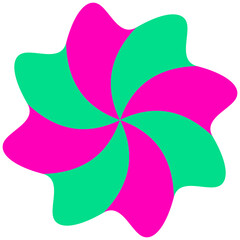 Flower like rounded star meringue piped twisted abstract shape in pink and green.  Seamless interlocking SVG file