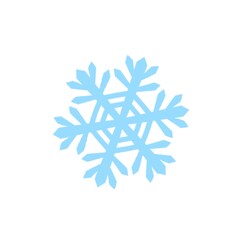 The blue Snowflake icon. A simple form of an ordinary snowflake. Winter background.