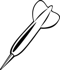 Vector illustration of a dart drawn in black and white