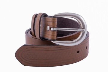 Brown leather men's belt