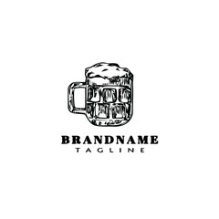 beer glasses cartoon logo icon simple template black vector illustration