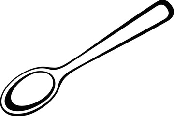 Vector illustration of a spoon or teaspoon drawn in black and white

