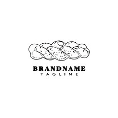 unique bread cartoon logo icon creative template black cute vector illustration