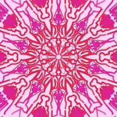 Pink hand drawn kaleidoscope romance love pattern tile beauty cosmetics make up self care aesthetic
