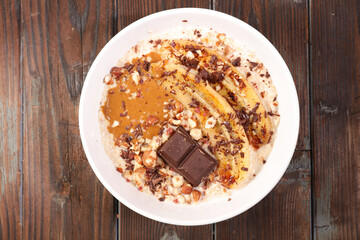 oatmeal- porridge with banana and chocolate
