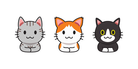 Set of vector cartoon cute cats for design.