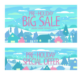 Fototapeta premium Pre-holiday big sale and pre-holiday special offer holiday christmas web banners collection