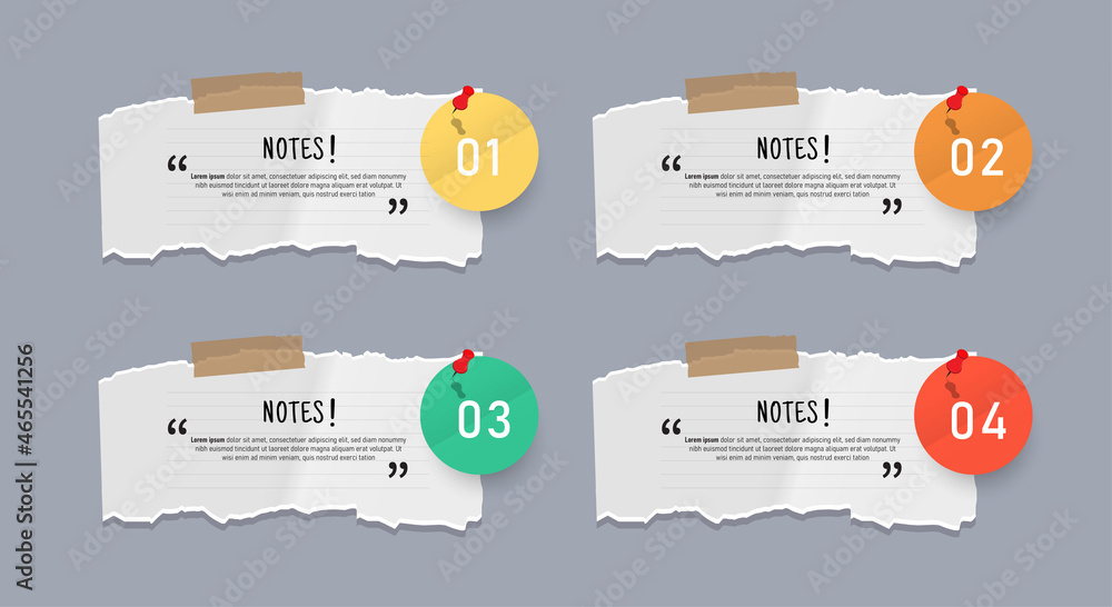 Poster text box design with note papers.