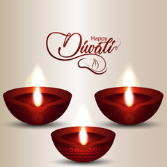 Happy diwali realistic vector illustration and background