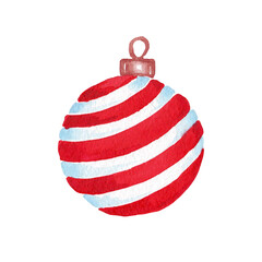 Christmas tree ball. Watercolor illustration. Hand drawn