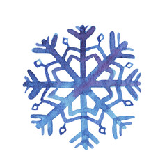 Snowflake. Watercolor illustration. Hand drawn