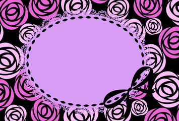 vector background with roses and ribbon frame for banners, cards, flyers, social media wallpapers, etc.