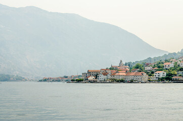 Fototapeta na wymiar Panorama of Prcan in the Bay of Kotor