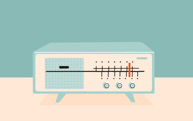 Vector illustration of green retro radio.