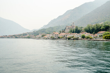Fototapeta premium Panorama of Prcan in the Bay of Kotor