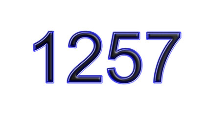 blue 1257 number 3d effect white background