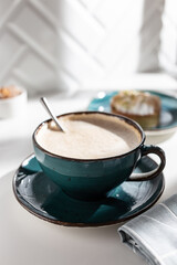 Big cup of coffee cappuccino for breakfast