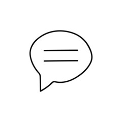Chat bubble, speech bubble, icon in flat black line style, isolated on white 