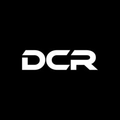 DCR letter logo design with black background in illustrator, vector logo modern alphabet font overlap style. calligraphy designs for logo, Poster, Invitation, etc.
