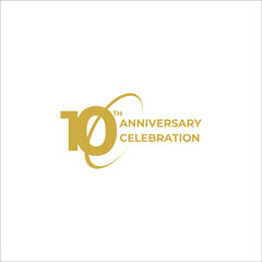 Fototapeta premium 10 years anniversary. Anniversary template design concept with golden number , design for event, invitation card, greeting card, banner, poster, flyer, book cover and print. Vector Eps10