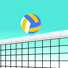 volleyball in the net, vector illustration 